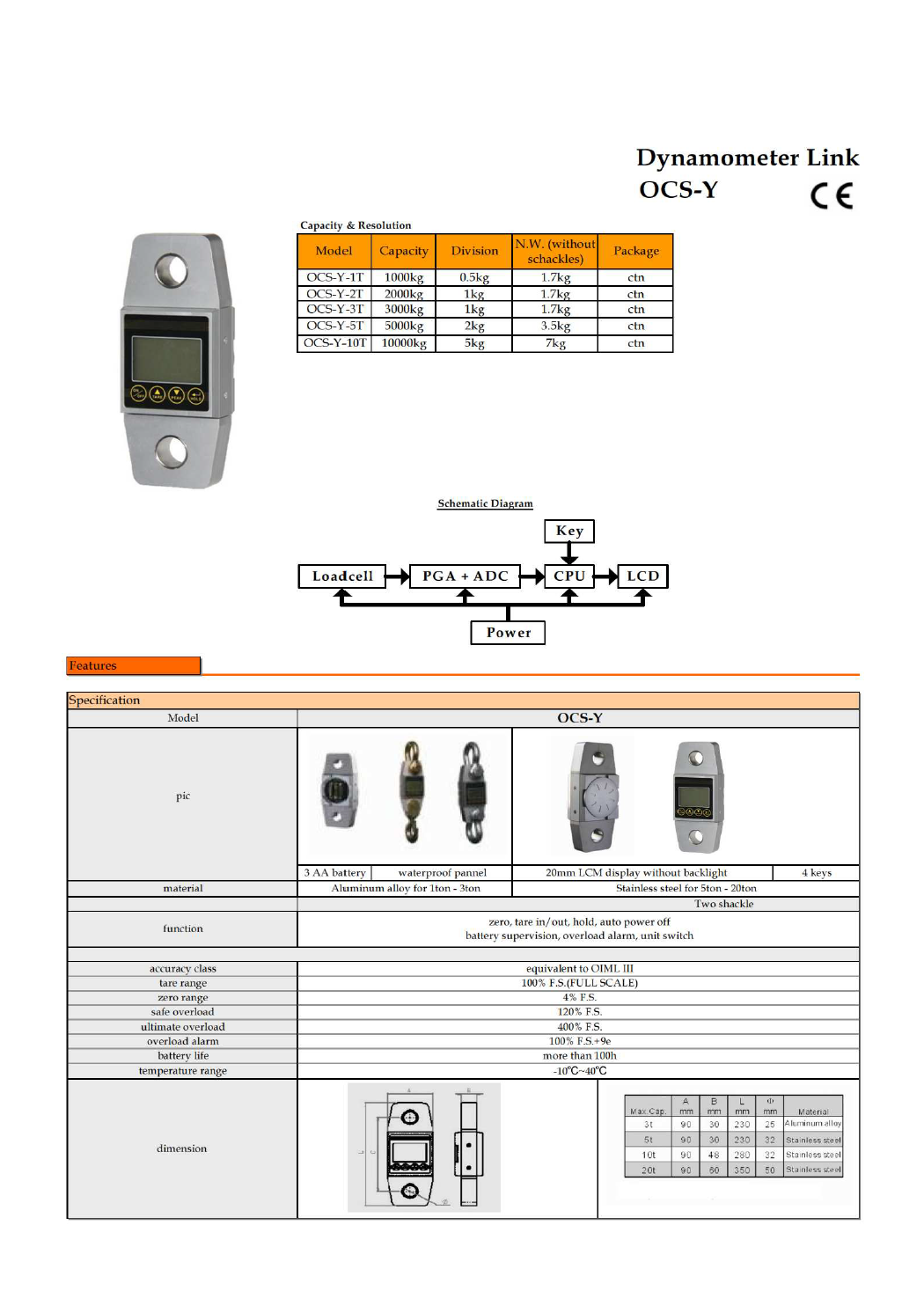 Load cell data sheet